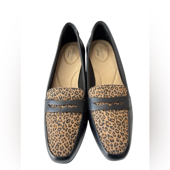 Clarks Collection Slip-On Penny Loafers Juliet Coast Black Leopard Shoe Size 9 - Picture 4 of 11